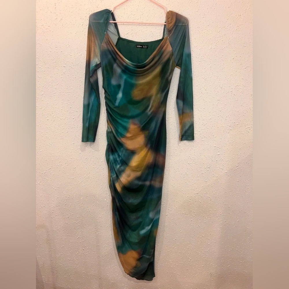 Elegant Multicolor Long Sleeve Dress